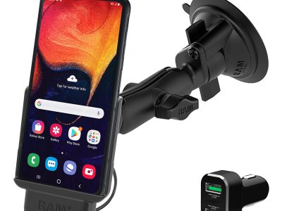 RAM® Powered Suction Cup Mount for Samsung XCover Pro with Charger