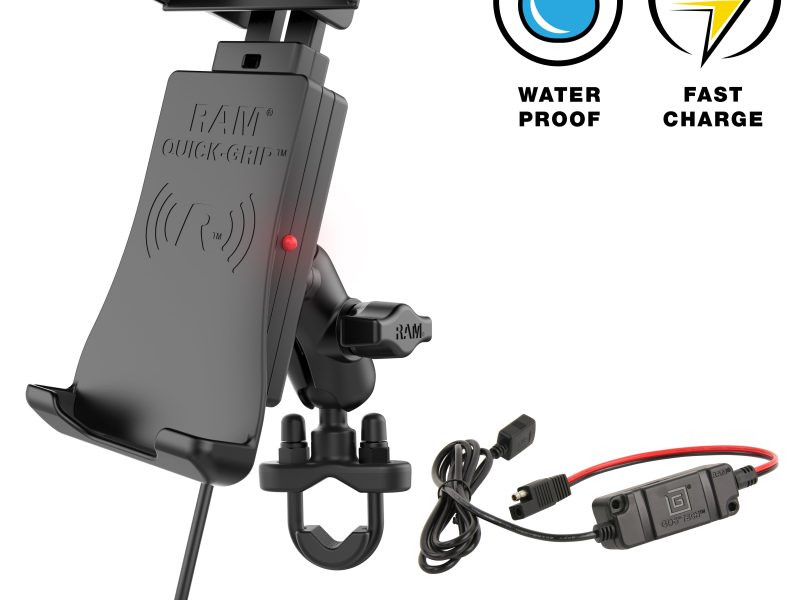 RAM® Quick-Grip™ 15W Waterproof Wireless Charging Handlebar Mount