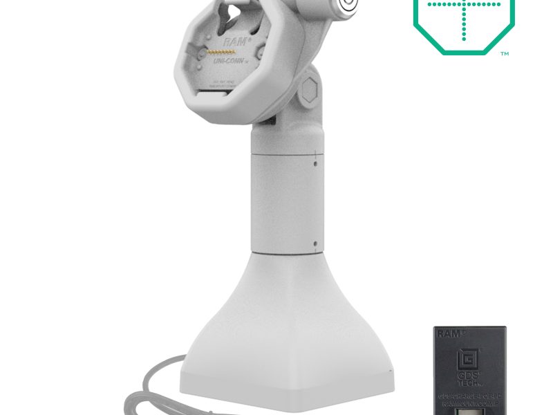 GDS® Uni-Conn™ Powered 7″ Locking Pedestal Dock with PoE – Gray